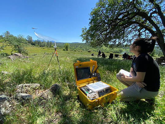 Airspace Operations Laboratory researcher participating in a field evaluation of the Unmanned Aircraft System Pilot Kit (UASP-Kit)