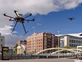 Click to see an image of test drones getting launched during the 2019 TCL4/UTM test flights in downtown Reno, Nevada