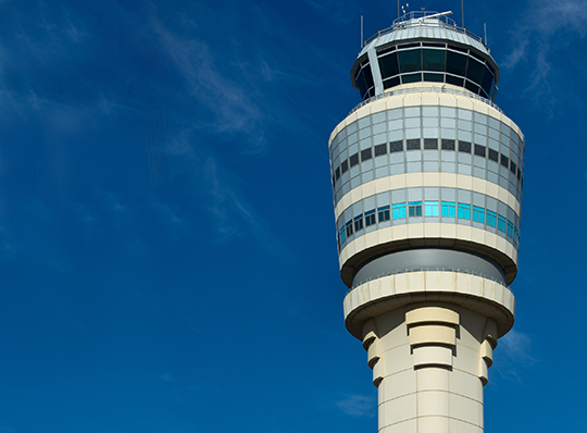 Air traffic control tower at Atlanta's Hartsfield-Jackson Atlanta International Airport