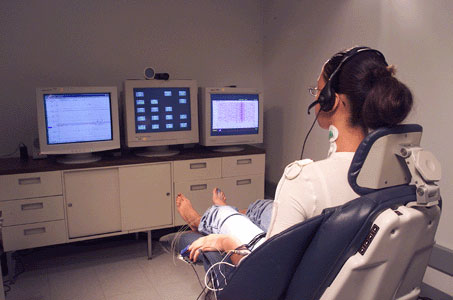 Subject seated in the training room before Feedback Displays
