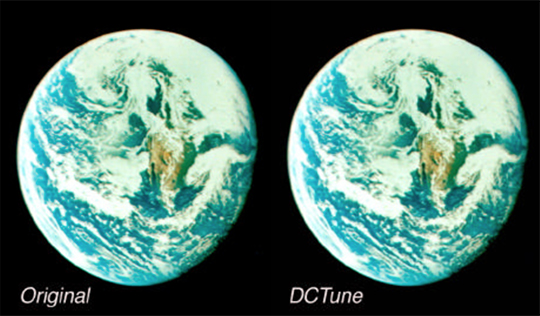 Figure 1. An original image and the image resulting from application of DCTune perceptually optimized image compression. The image on the right has been compressed as much as possible while still ensuring that it is visually indistinguishable from the image on the left.