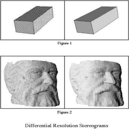Figure 1. Varying texture complexity (Differential Resolution Stereograms), Figure 2. Varying polygonal complexity (Differential Resolution Stereograms)